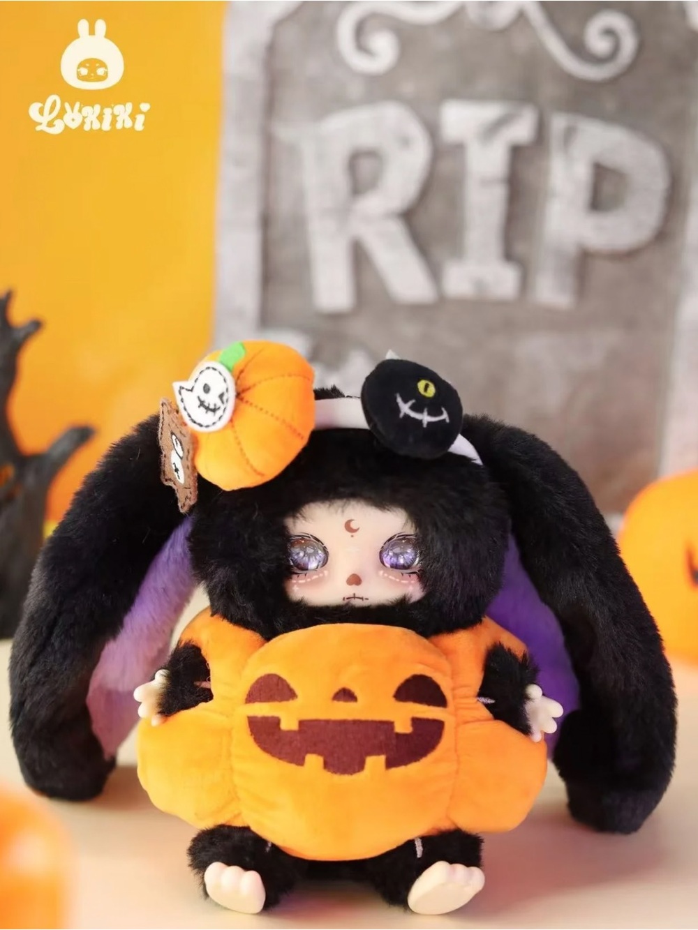 Lokiki Halloween Pumpkin Bunny Plush Keychain with Box
